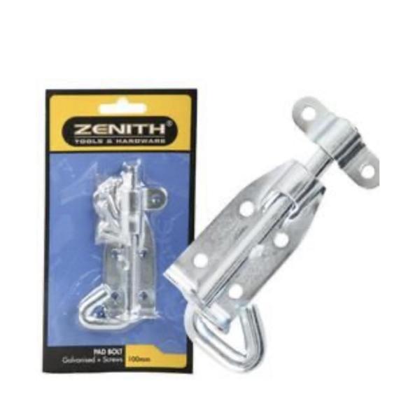Zenith - 100mm Galvanized Pad-Bolt - 8-Pack - Silver