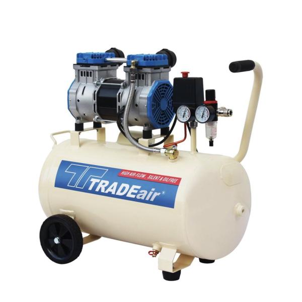 Tradeair 50L Silent Oil-Free Air Compressor 2.5HP 1.8kW Direct Drive 8 Bar