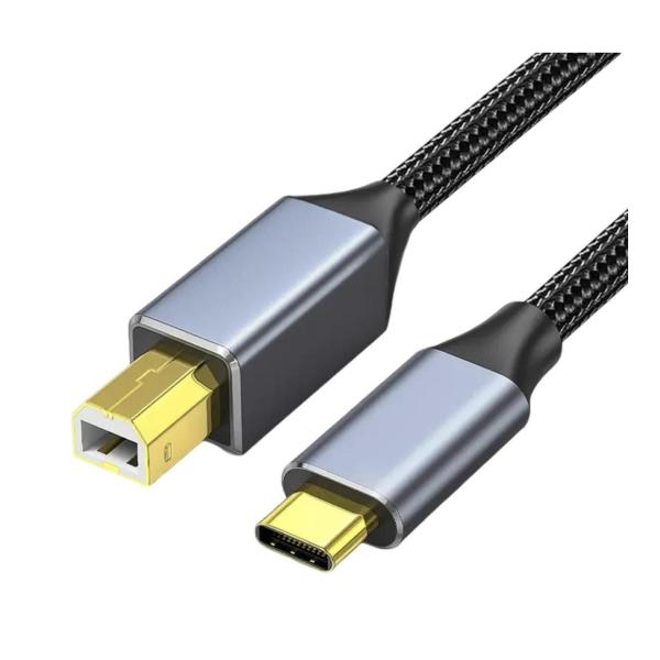 High‑Speed USB‑C to USB‑B 2.0 Printer Cable – 480 Mbps, 1.8 m (GC)