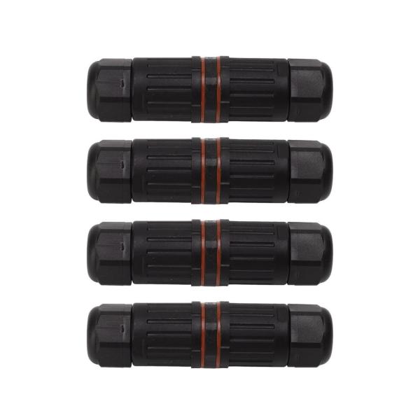 4x 3-Pin Waterproof Electrical Connectors - IP68 Cable Seal Plug & Socket Kit