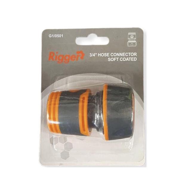 RIGGER 19 mm (¾″) Garden Hose Connector H20012 with Softgrip, Quick‑Click, Leak‑Proof