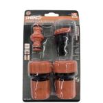 Shind 4‑Piece Hose Connector Set – Brass 5/8″ to 3/4″ Hose Repair Adapters with Clamps