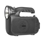 Portable Solar Charging Wireless Speaker with Torch, USB/TF/FM – 18 cm, Black – Outdoor & Indoor Bluetooth Speaker
