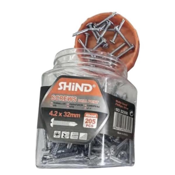 Shind 4.2 x 32mm Silver Self-Drilling Screws with Drill Point - 205-Pack