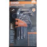 Shind 9-Piece Ball-End Allen Hex Key Set – Chrome Vanadium Steel, Short-Arm L-Keys