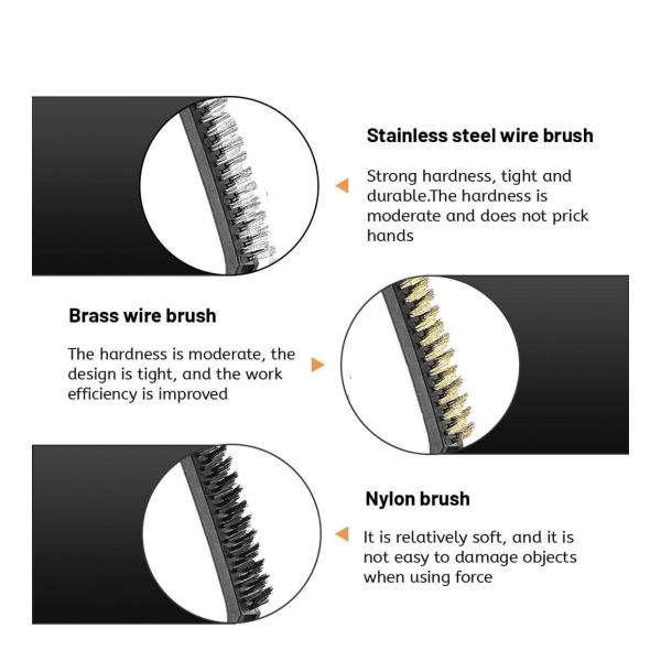 Yiad 3‑Piece Wire Brush Set – Steel, Brass & Nylon Cleaning Brushes