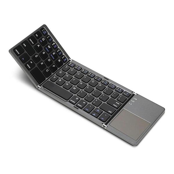 B033 Foldable Bluetooth Keyboard with Integrated Touchpad – 64‑Key Tri‑Fold Portable Design