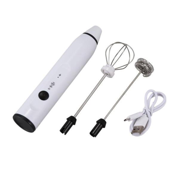 Rechargeable Portable 2-in-1 Milk Frother and Egg Whisk – USB Powered, 3-Speed, Dual Attachments