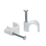 United Electrical 8mm Round Cable Clips – White (100-Pack) | Durable Cable Fasteners with Zinc-Plated Nails