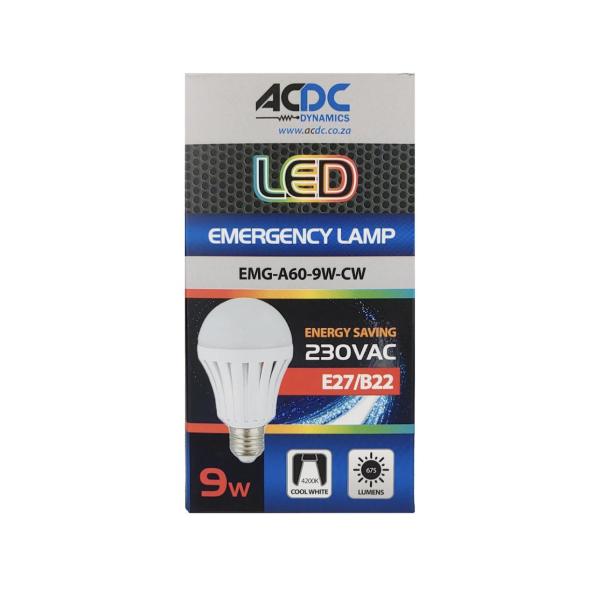 Rechargeable 9 W Cool‑White LED Emergency Lamp – Auto‑On Backup Bulb (E27/B22), 675 lm, 4‑5 Hour Runtime