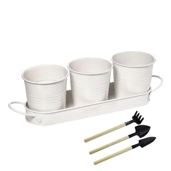 Kitchen Window Herb Garden Planter (3-Pack with Tray)