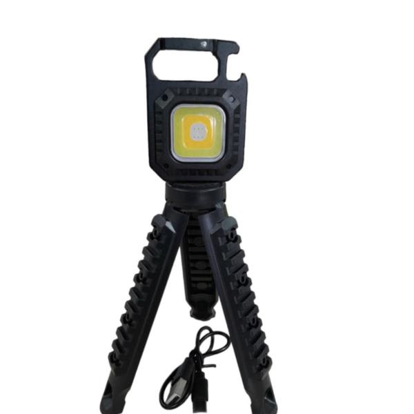 USB‑C Rechargeable COB LED Keychain Light – Folding Stand, Magnetic Base & Bottle Opener Mini Floodlamp