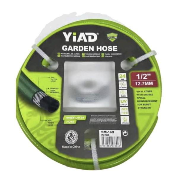 Yiad ½″ (12.7 mm) × 5 m Heavy‑Duty Garden Hose – UV‑Resistant PVC, 6‑Month Warranty
