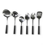 6‑Piece Premium Stainless Steel Cook & Serve Utensil Set – Solid Spoon, Slotted Spoon, Ladle, Serving Fork, Tongs & Caddy