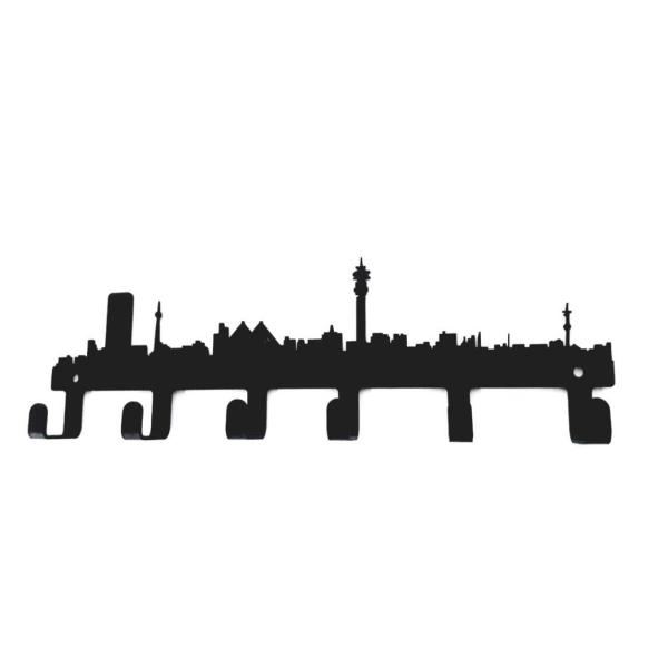 City Skyline Design Key Hook – Black, Laser-Cut Steel Wall-Mounted Organizer