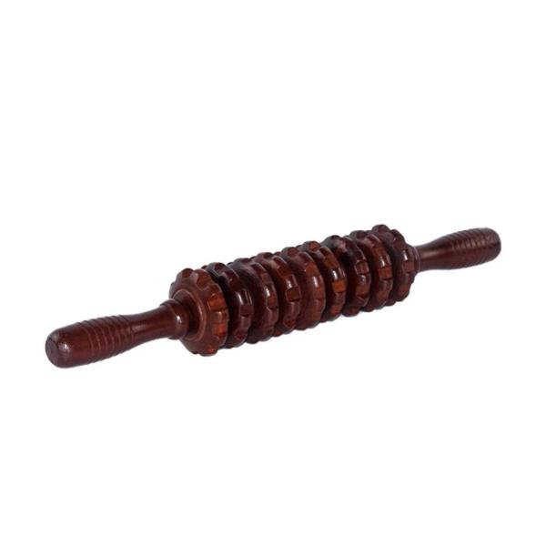 Wooden Maderotherapy Anti-Cellulite Massage Roller – Natural Beechwood Lymphatic Drainage Tool with Ergonomic Handle