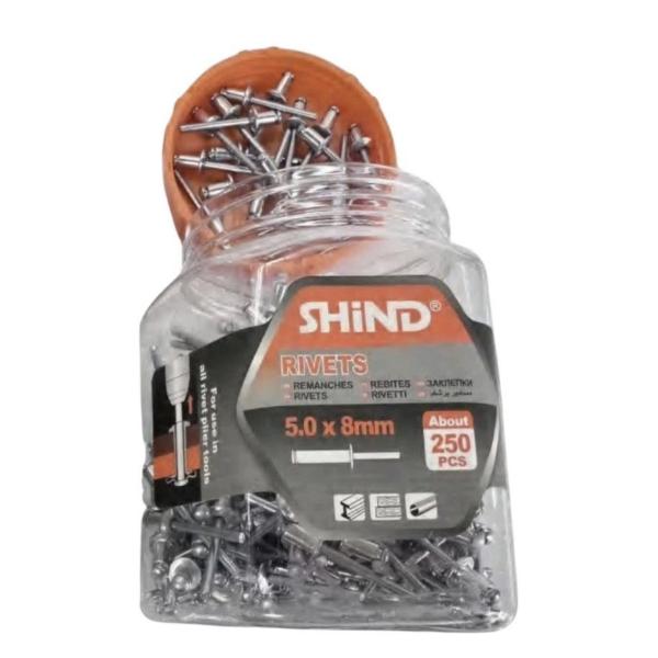 Shind 5.0 x 8mm Silver Steel Blind Rivets – Approx. 250-Piece Pack