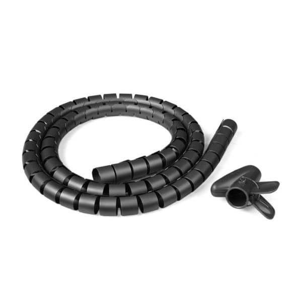 2 m Multipurpose Cable Management Sleeve – Black Zipper Tube Wrap with Clip