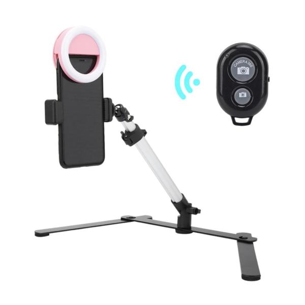 Tabletop Phone Stand with Fill Light – Adjustable Desktop Holder with LED Lighting for Live‑Streaming & Video Calls