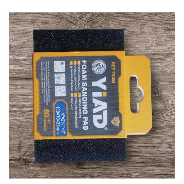 Yiad 80‑Grit Foam Sanding Pad 100×70×25 mm – Durable, Washable Coarse Sponge for Wood, Metal & Paint Prep