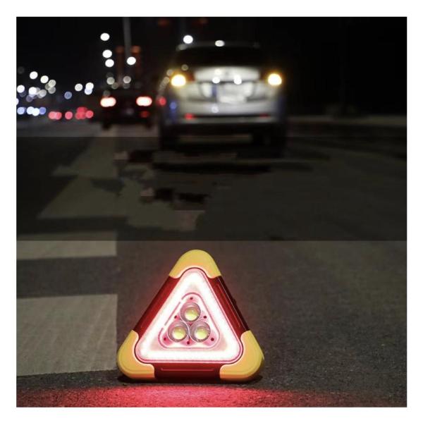 Solar Triangle Warning Light with Solar Panel & USB Power‑Bank Cable – COB LED Roadside Emergency Triangle