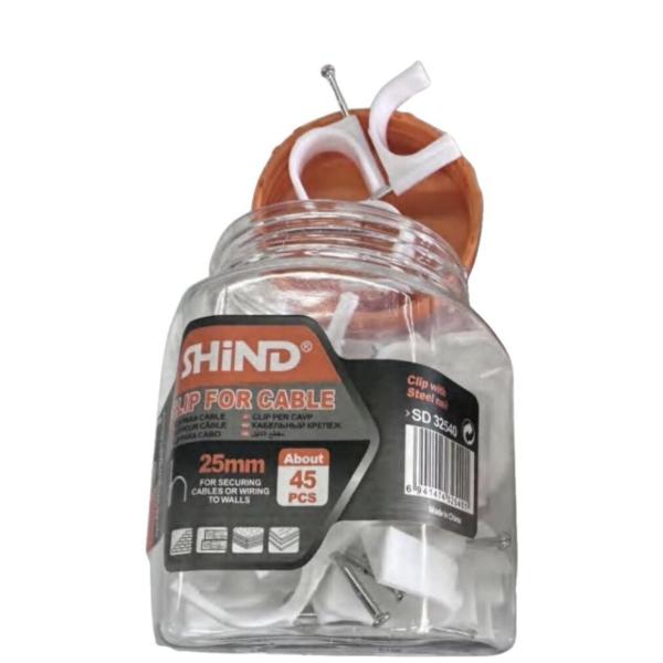Shind White 25mm Cable Clips – Pack of 45 Pieces