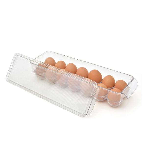 Storage Solutions 14-Egg Holder Fridge Organiser Clear BPA-Free Plastic 37x12x8cm Transparent