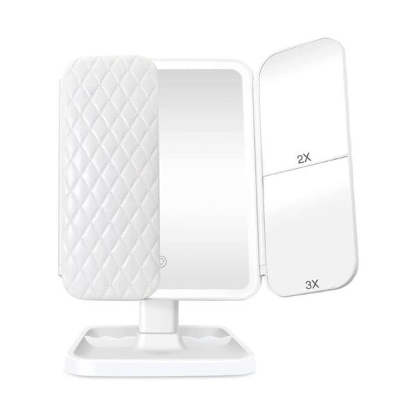 Tri-Fold LED Lighted Makeup Mirror – 3 Panel Vanity Mirror with Adjustable Brightness