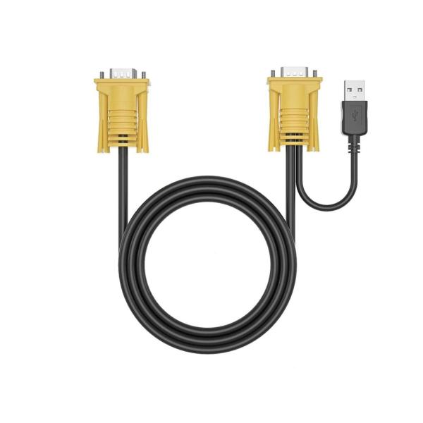 XF0179 2-in-1 USB VGA KVM Cable 1.5m – Dual PC Control with High-Resolution Support