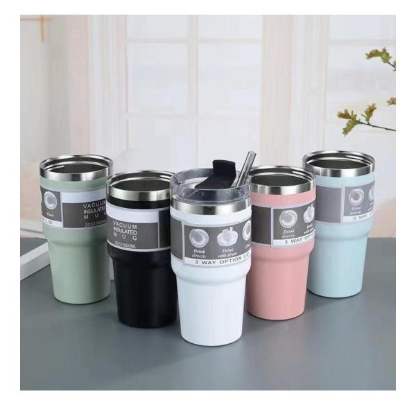 Leak‑Proof 16 oz Insulated Stainless Steel Coffee Mug with Handle & Travel Lid