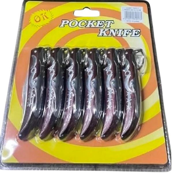 Everyday Utility Folding Pocket Knife Set 6-Pack 10cm Closed Stainless Steel Plain Edge Blades Brown Value Pack