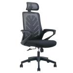 Aura High-Back Executive Office Chair Ergonomic Desk Chair with Chrome Base Padded Fixed Armrests Adjustable Height Rolling Swivel Chair Black