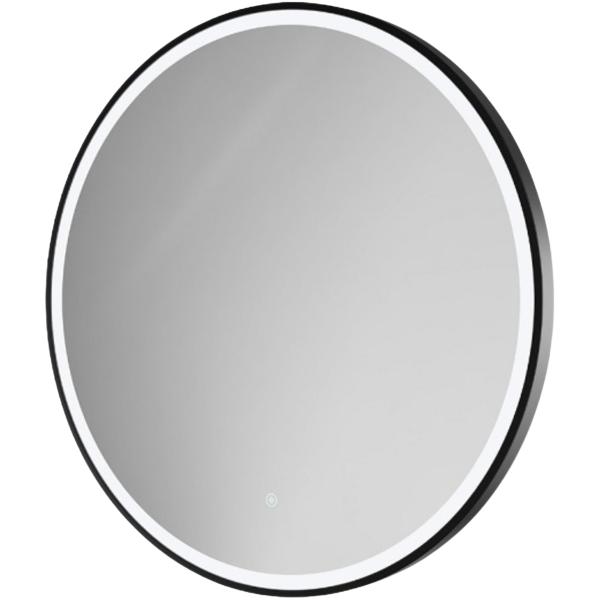 60 Round LED Bathroom Mirror with Black Frame Touch Sensor Control Wall-Mounted Lighted Vanity Mirror Matte Black 60cm