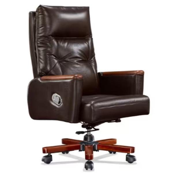 Archie Genuine Leather Executive Office Chair with Ergonomic High-Back Support, Heavy-Duty Base & Premium Cushioned Comfort - Brown
