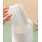 360° Rotating Transparent Cosmetic Brush Storage Bucket – Dust-Proof (White Base)